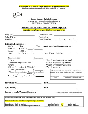 Use this form if you request reimbursements (or payments) BEFORE trip