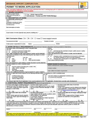 Note: Incomplete Application forms and forms submitted less than 2 working days prior to expected commencement of works may not be accepted (genuine emergency works excepted)