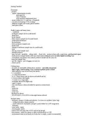 Packing Checklist: