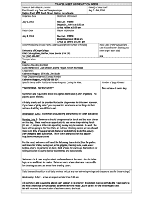 TRAVEL MEET INFORMATION FORM