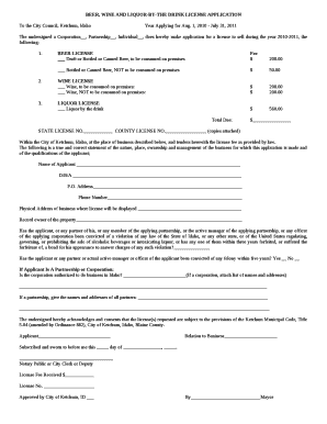 BEER, WINE AND LIQUOR-BY-THE DRINK LICENSE APPLICATION