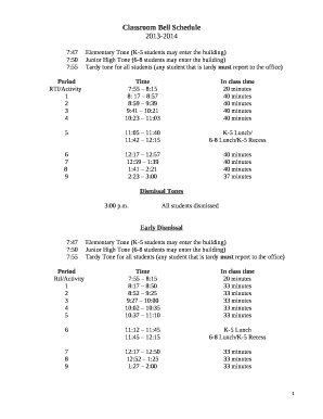 Bell schedule template