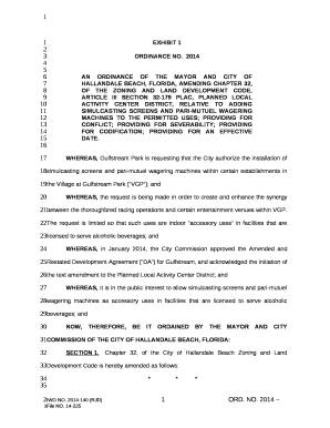 AN ORDINANCE OF THE MAYOR AND CITY OF HALLANDALE BEACH, FLORIDA, AMENDING CHAPTER 32, OF THE ZONING AND LAND DEVELOPMENT CODE, ARTICLE III SECTION 32-179 PLAC, PLANNED LOCAL ACTIVITY CENTER DISTRICT, RELATIVE TO ADDING SIMULCASTING SCREENS