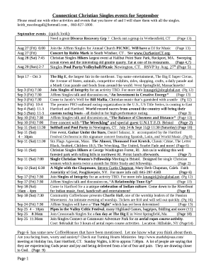 Connecticut Christian Singles events for September