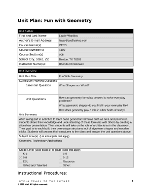 Unit Plan: Fun with Geometry