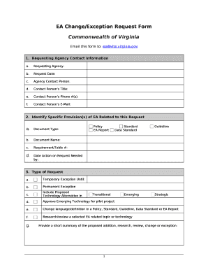 EA Change/Exception Request Form