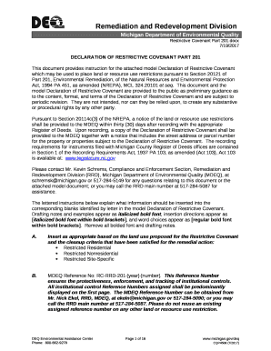 DECLARATION OF RESTRICTIVE COVENANT PART 201