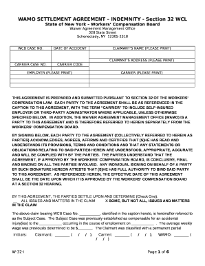 WAMO SETTLEMENT AGREEMENT INDEMNITY - Section 32 WCL