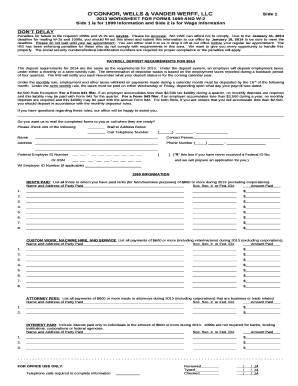 2013 WORKSHEET FOR FORMS 1099 AND W-2