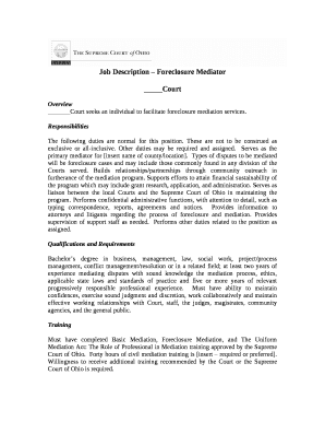 Job Description Foreclosure Mediator