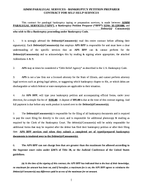 AIMM PARALEGAL SERVICES - BANKRUPTCY PETITION PREPARER