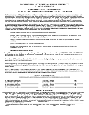 NAVARINO HILLS LIFT TICKET PASS RELEASE OF LIABILITY