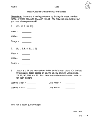 homework 8 mean absolute deviation