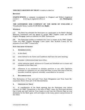 THIS DECLARATION OF TRUST is made as a deed on Doc Template | pdfFiller