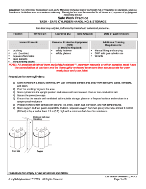 TASK - SAFE CYLINDER HANDLING & STORAGE