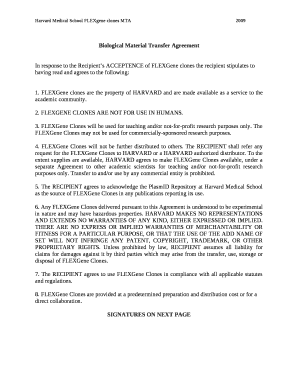 In response to the Recipients ACCEPTENCE of FLEXGene clones the recipient stipulates to having read and agrees to the following: