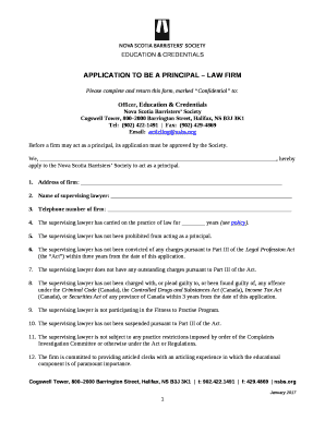 Application to be a Principal Law Firm