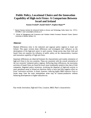 Public Policy, Locational Choice and the Innovation Capability of High-tech Firms: A Comparison Between Israel and Ireland