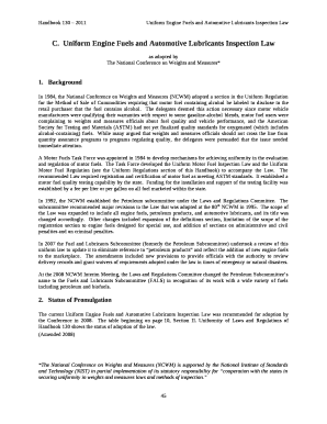 In 1984, the National Conference on Weights and Measures (NCWM) adopted a section in the Uniform Regulation for the Method of Sale of Commodities requiring that motor fuel containing alcohol be labeled to disclose to the retail purchaser