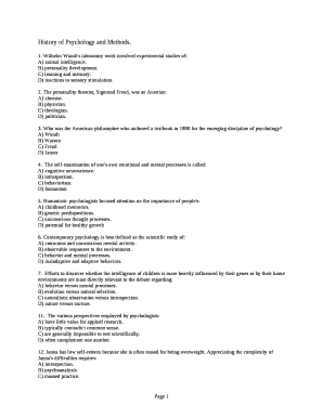 History of Psychology and Methods