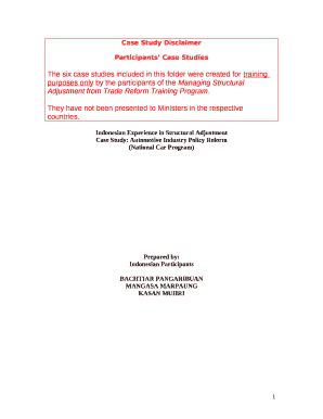 Case study disclaimer