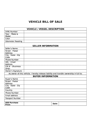 VEHICLE / VESSEL DESCRIPTION