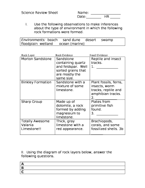 Science Review SheetName: