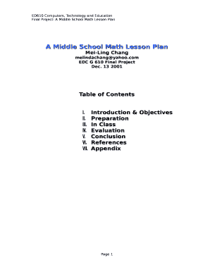 A Middle School Math Lesson Plan