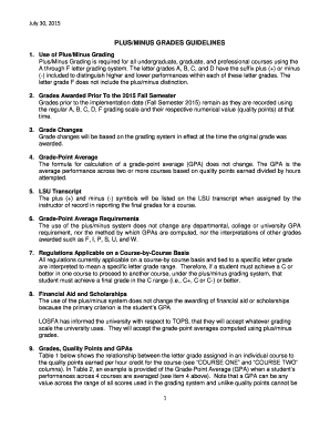 Fillable Online PLUS/MINUS GRADES GUIDELINES Fax Email Print - pdfFiller