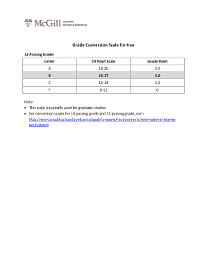 Fillable Online Grade Conversion Scale for Iran Fax Email Print - pdfFiller