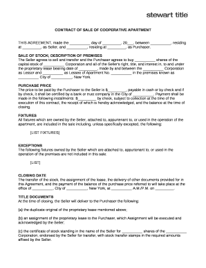 Contract of Sale of Cooperative Apartment