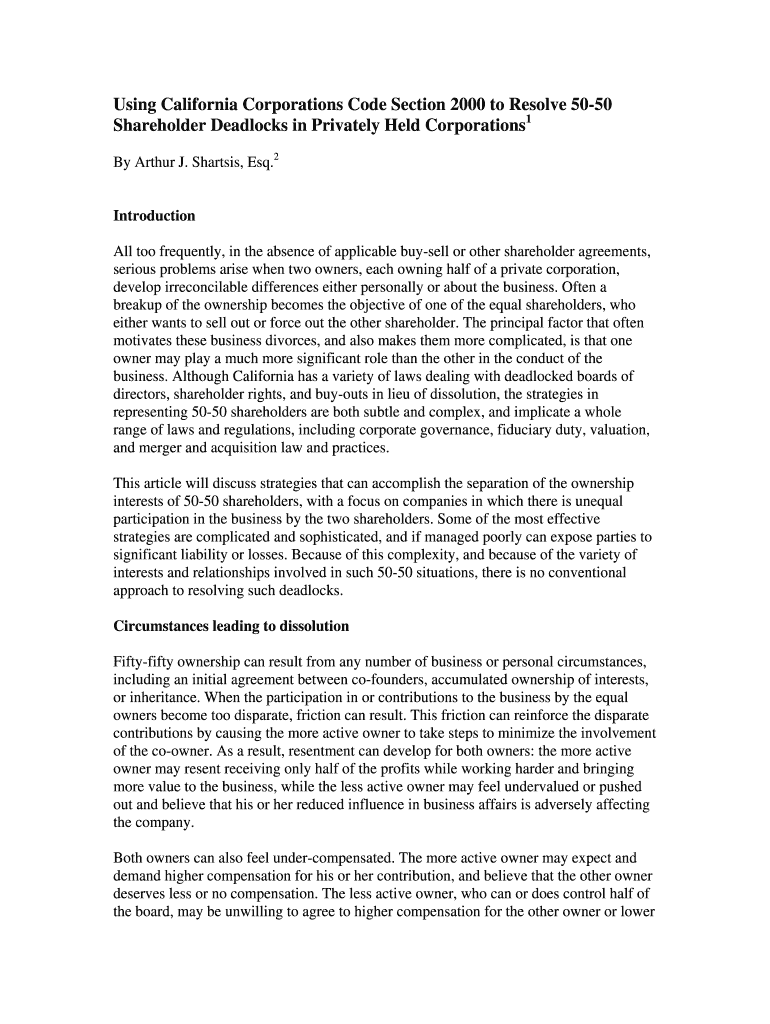 Fillable Online Using California Corporations Code Section 2000 to