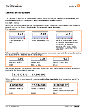 Decimals and calculators