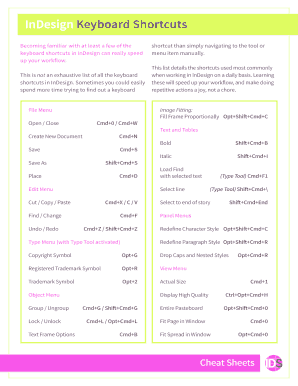 Fillable Online InDesign Keyboard Shortcuts Fax Email Print - pdfFiller
