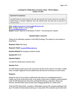 Lot Rental for Mobile Home Owned by Client HUD Guidance
