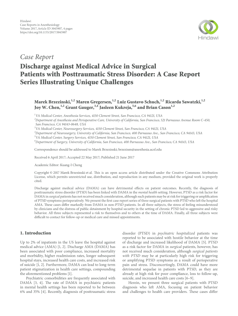 Fillable Online Case Reports in Anesthesiology Fax Email Print pdfFiller
