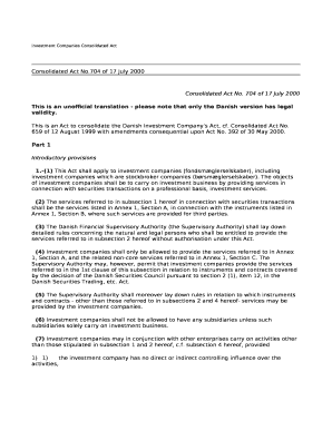 Investment Companies Consolidated Act