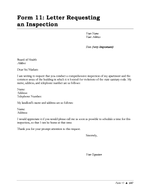 Form 11: Letter Requesting