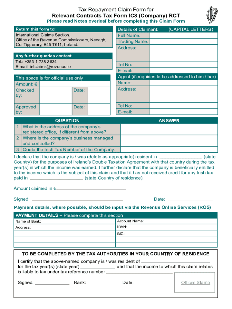 ie tax repayment claim rct company Preview on Page 1