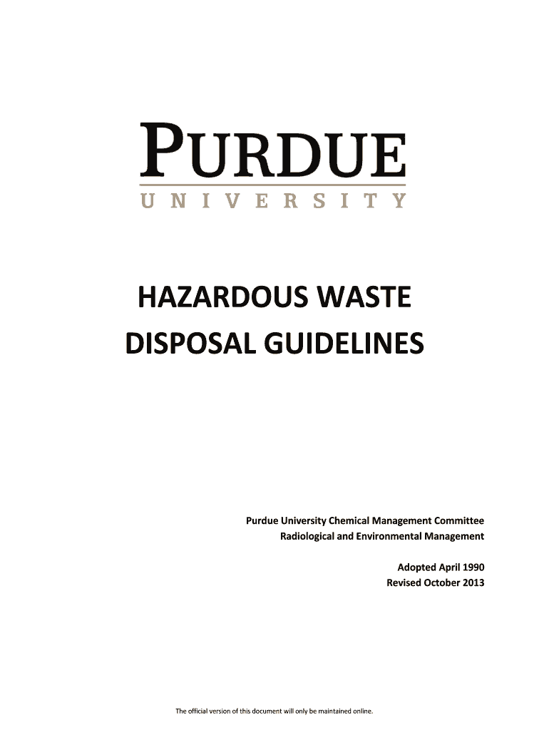 Fillable Online Hazardous Waste Disposal Guidelines.Hazardous Waste