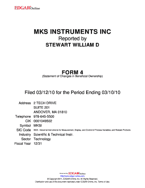 Form 4 Statement of Changes in Beneficial Ownership