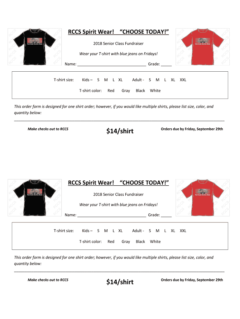 Fillable Online RCCS Spirit Wear Fax Email Print pdfFiller