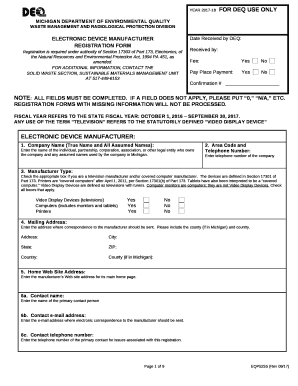 Registration is required under authority of Section 17303 of Part 173, Electronics, of the Natural Resources and Environmental Protection Act, 1994 PA 451, as amended