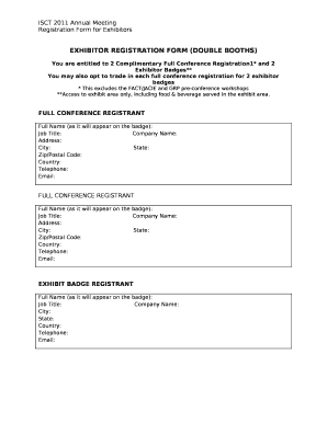 EXHIBITOR REGISTRATION FORM (DOUBLE BOOTHS)