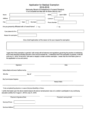 Medical Exemption Application