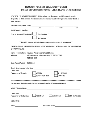 DIRECT DEPOSIT/ELECTRONIC FUNDS TRANSFER AGREEMENT