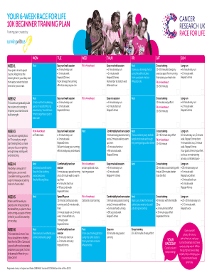 Race for Life 10K Beginner Training Plan