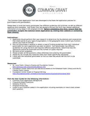 The Common Grant Application Form was developed to facilitate the application process for grantmakers and grantseekers