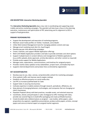 JOB DESCRIPTION: Interactive Marketing Specialist