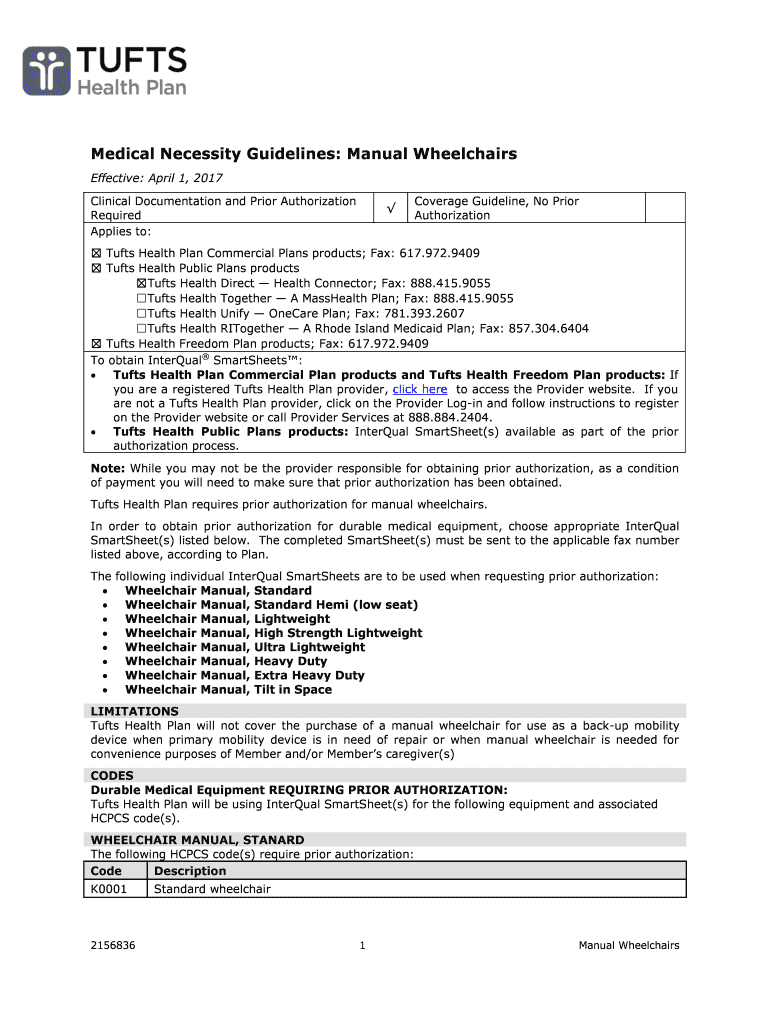 Fillable Online Medical Necessity Guidelines Manual Wheelchairs Fax